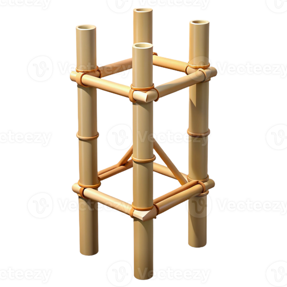 immaculate mysterious coastal Professional render, hyper-specific, isolated cutout of a single, bamboo scaffolding pole with Transparent Background fine detail png