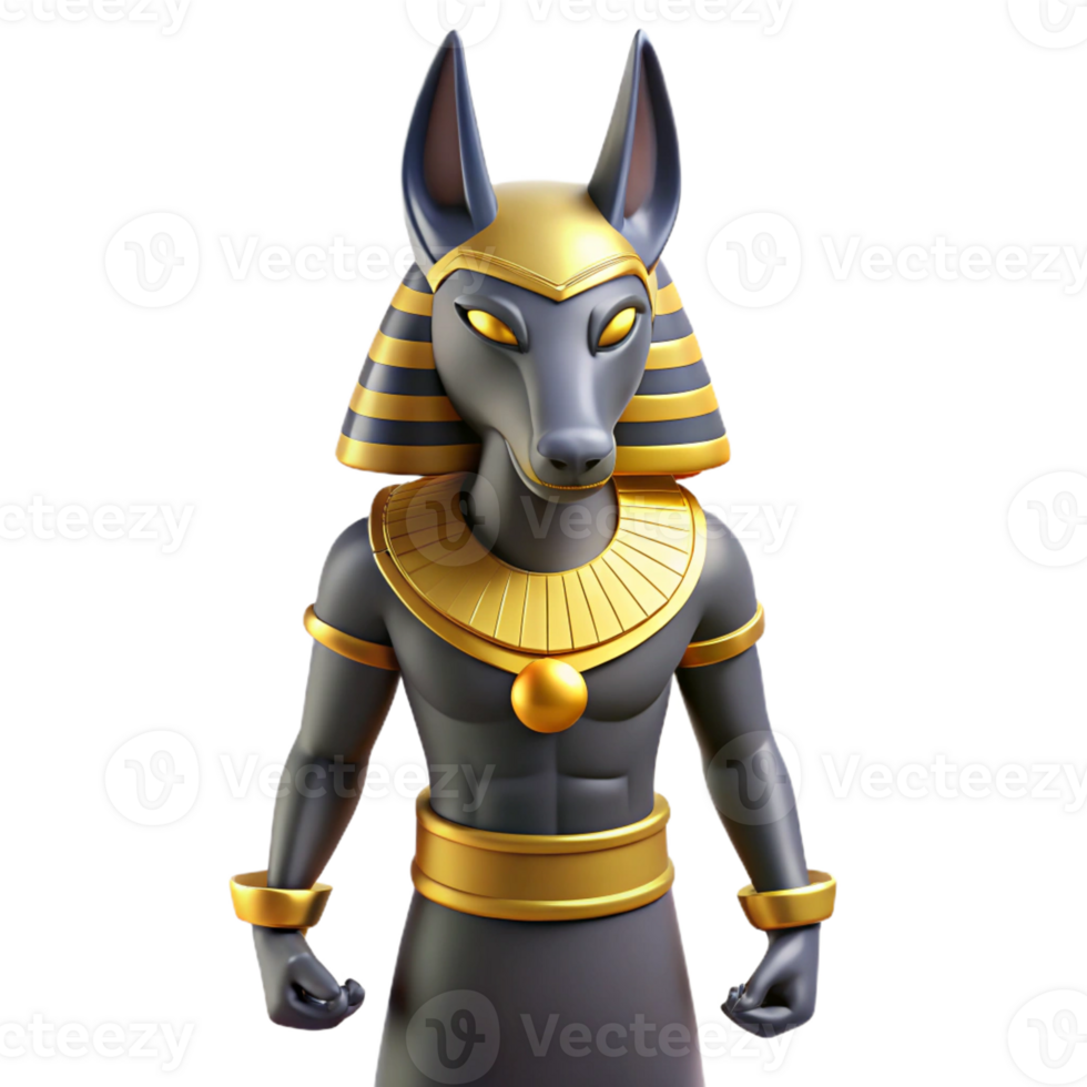 hypnotic distinctive Anubis, Egyptian god of the dead, jackal-headed, with Transparent Background png
