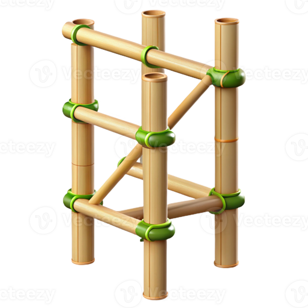 mesmerizing baroque Professional render, hyper-specific, isolated cutout of a single, bamboo scaffolding pole with Transparent Background top-tier png