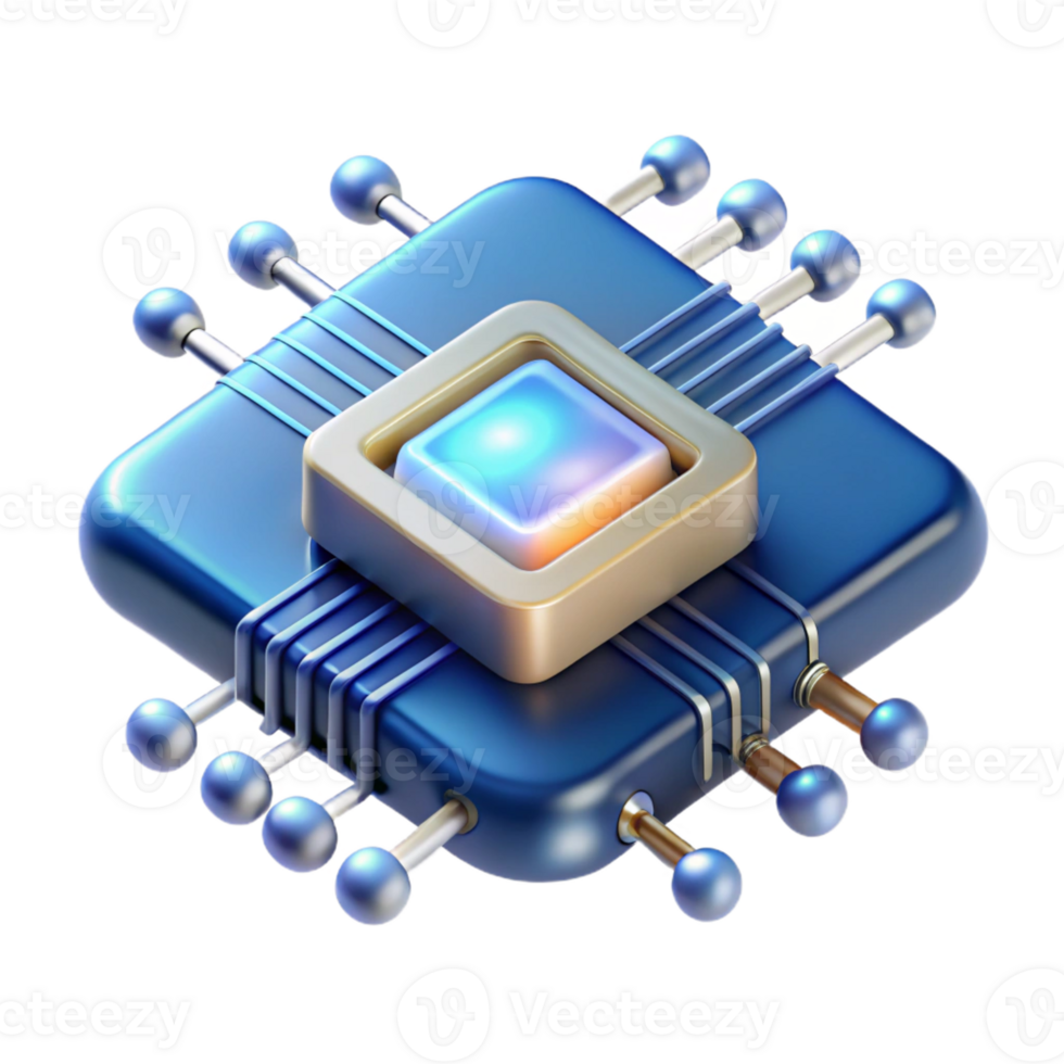 melancholic serene Artificial intelligence chip, glowing circuitry, complex algorithms with Transparent Background ultra HD png