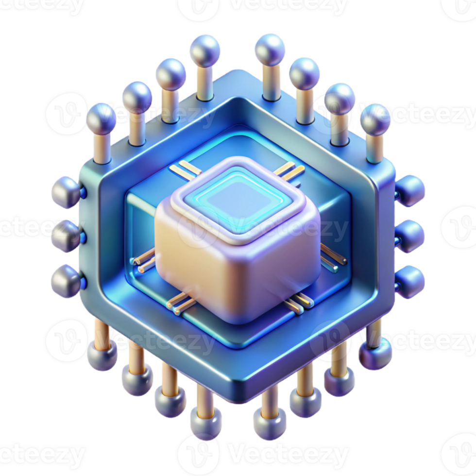 harmonious enchanting Artificial intelligence chip, glowing circuitry, complex algorithms with Transparent Background exclusive png