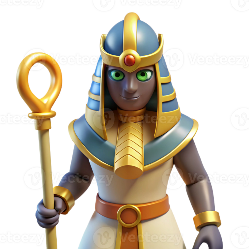 energetic splendid Osiris, Egyptian god of the underworld, with Transparent Background sharp png