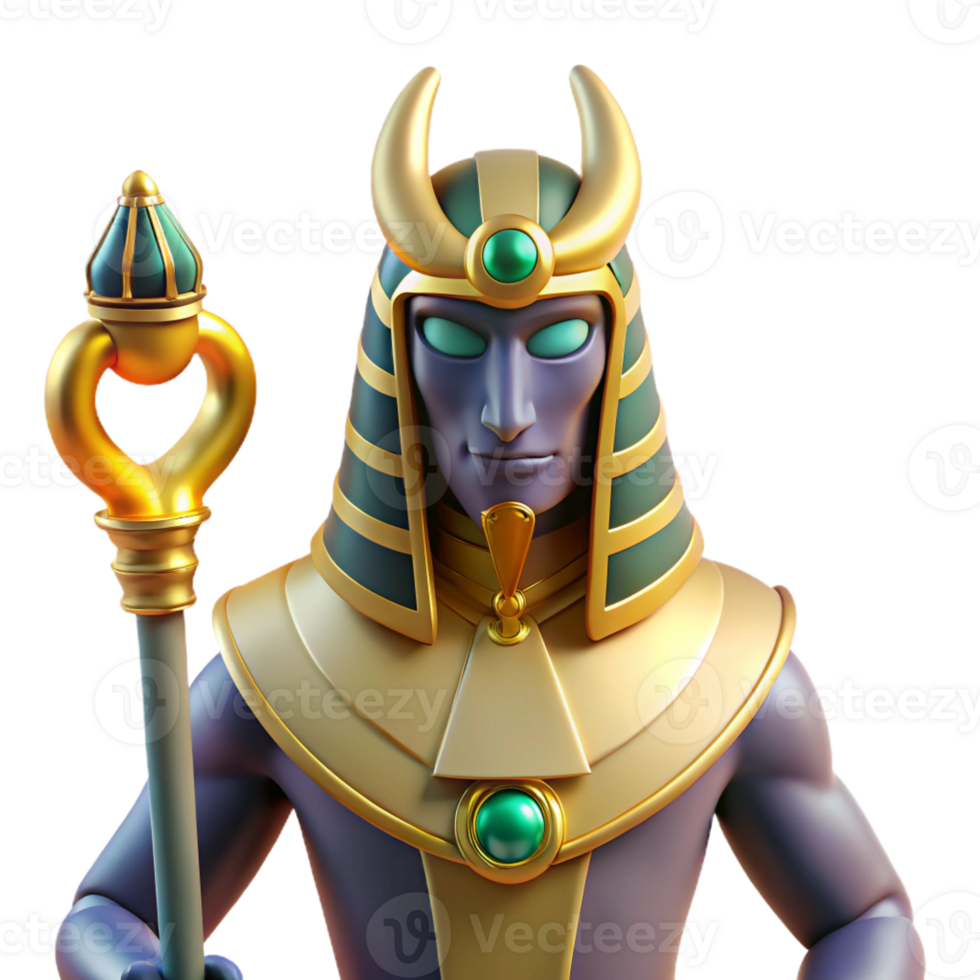 dramatic signature Osiris, Egyptian god of the underworld, with Transparent Background png