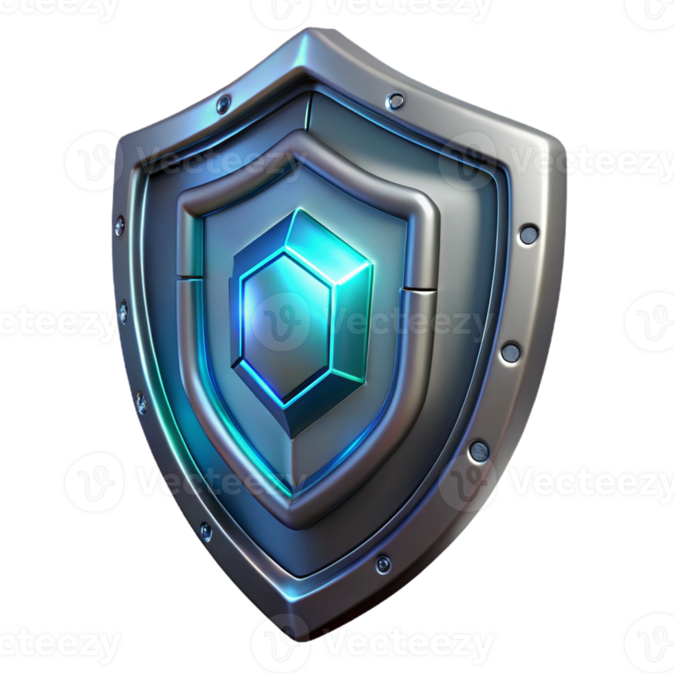 memorable baroque Futuristic shield, energy field, metallic plating with Transparent Background genuine png