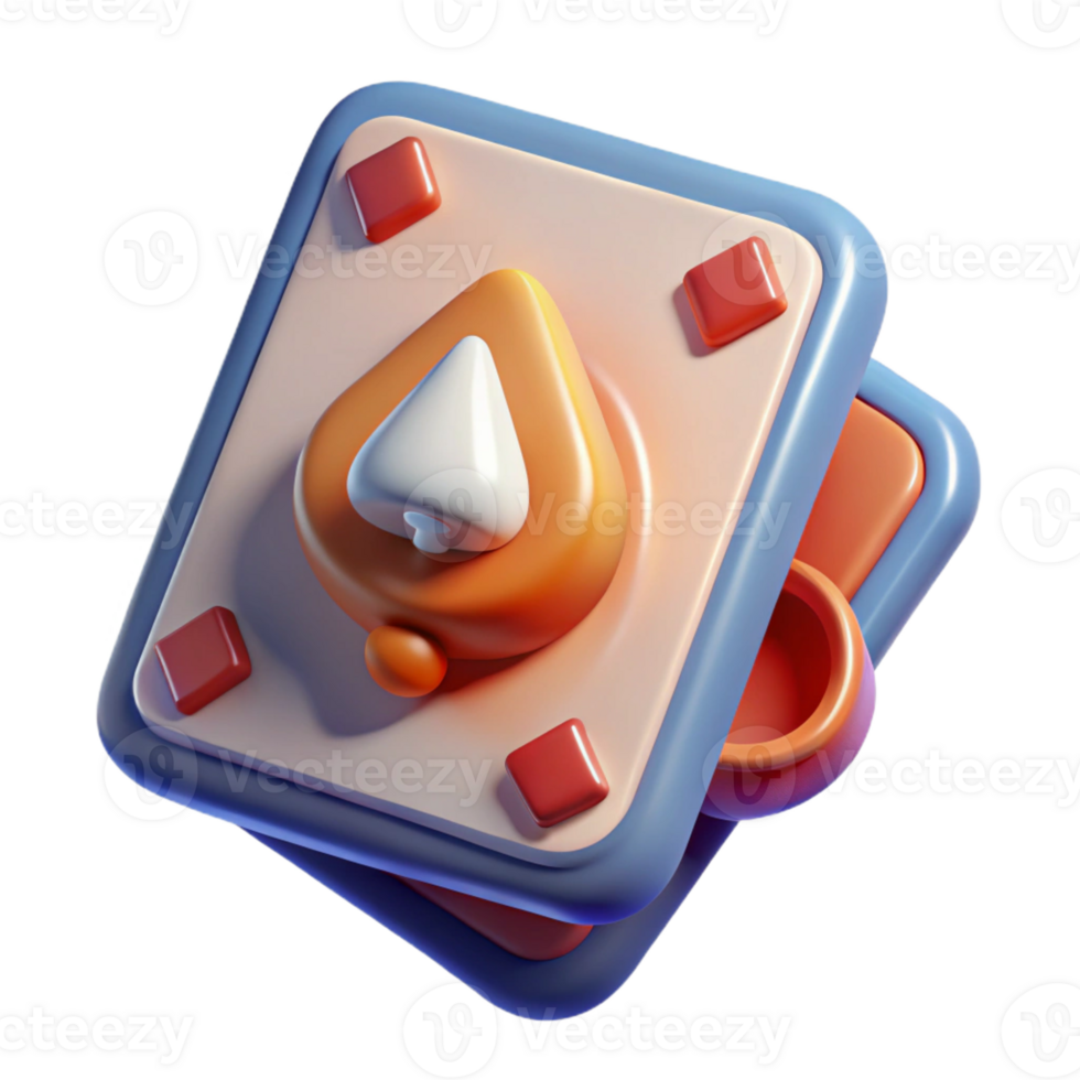 extraordinary geometric Ultra-detailed, professional render of a floating playing card with a portrait of a melting clock with Transparent Background artisan png