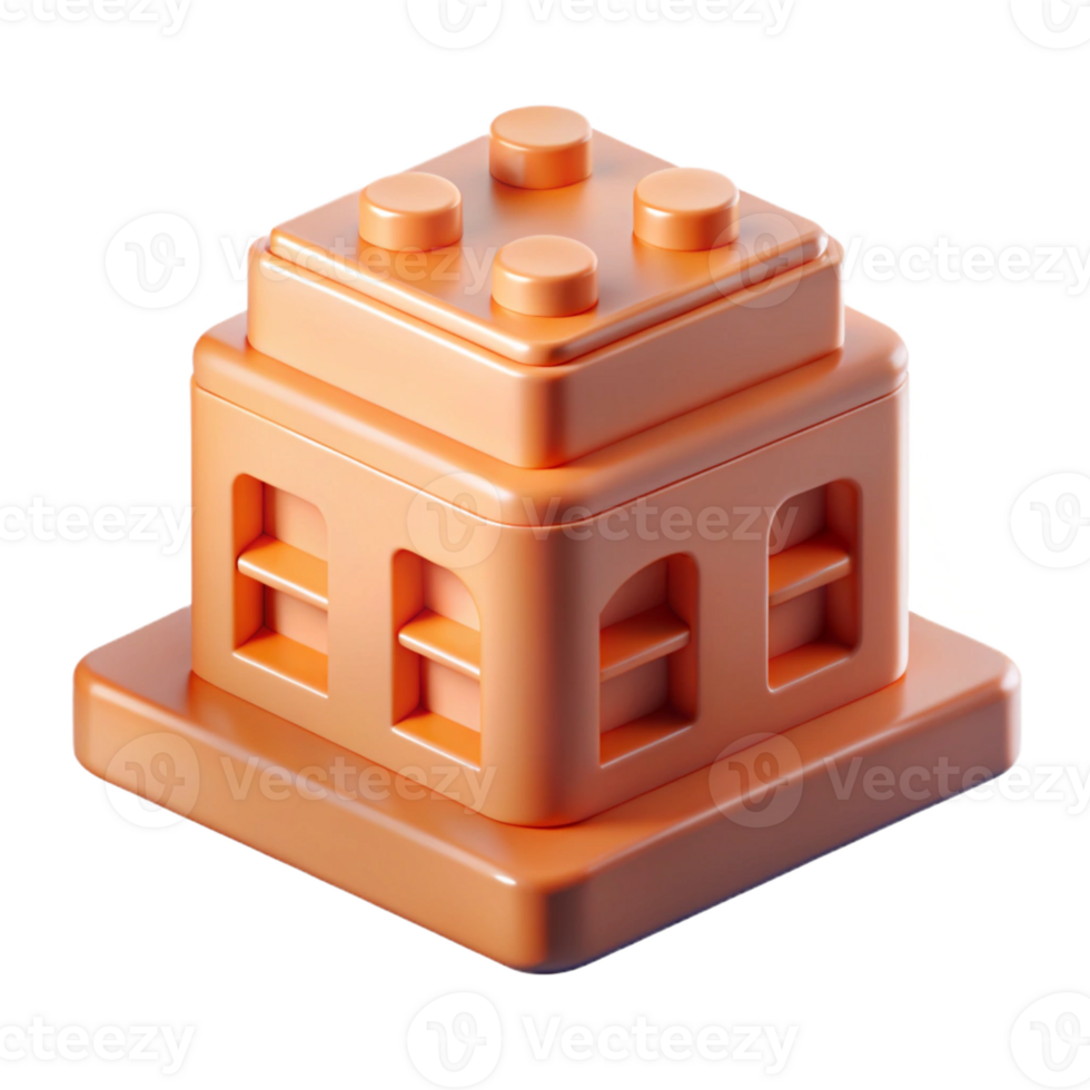 hypnotic dreamy elegant Concept art style, isolated cutout of a single, D-printed, bio-plastic building brick with Transparent Background original png