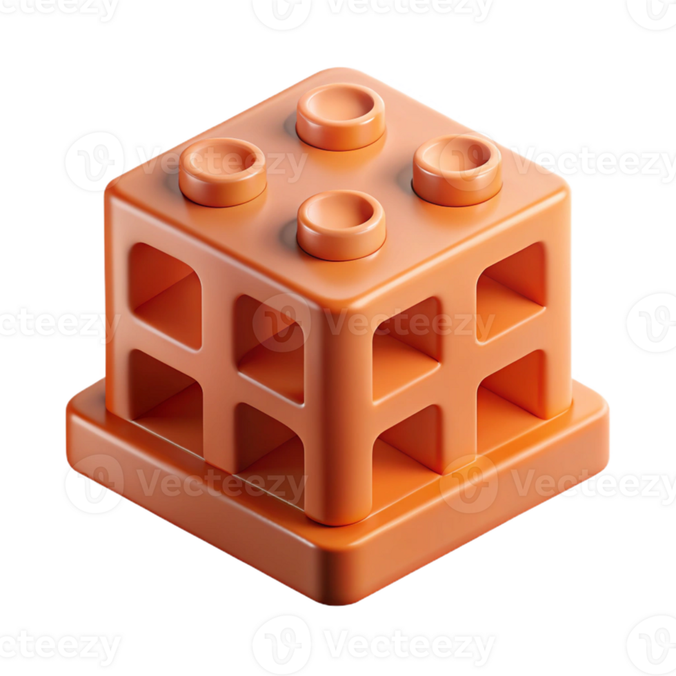 extraordinary passionate renaissance Concept art style, isolated cutout of a single, D-printed, bio-plastic building brick with Transparent Background crisp png