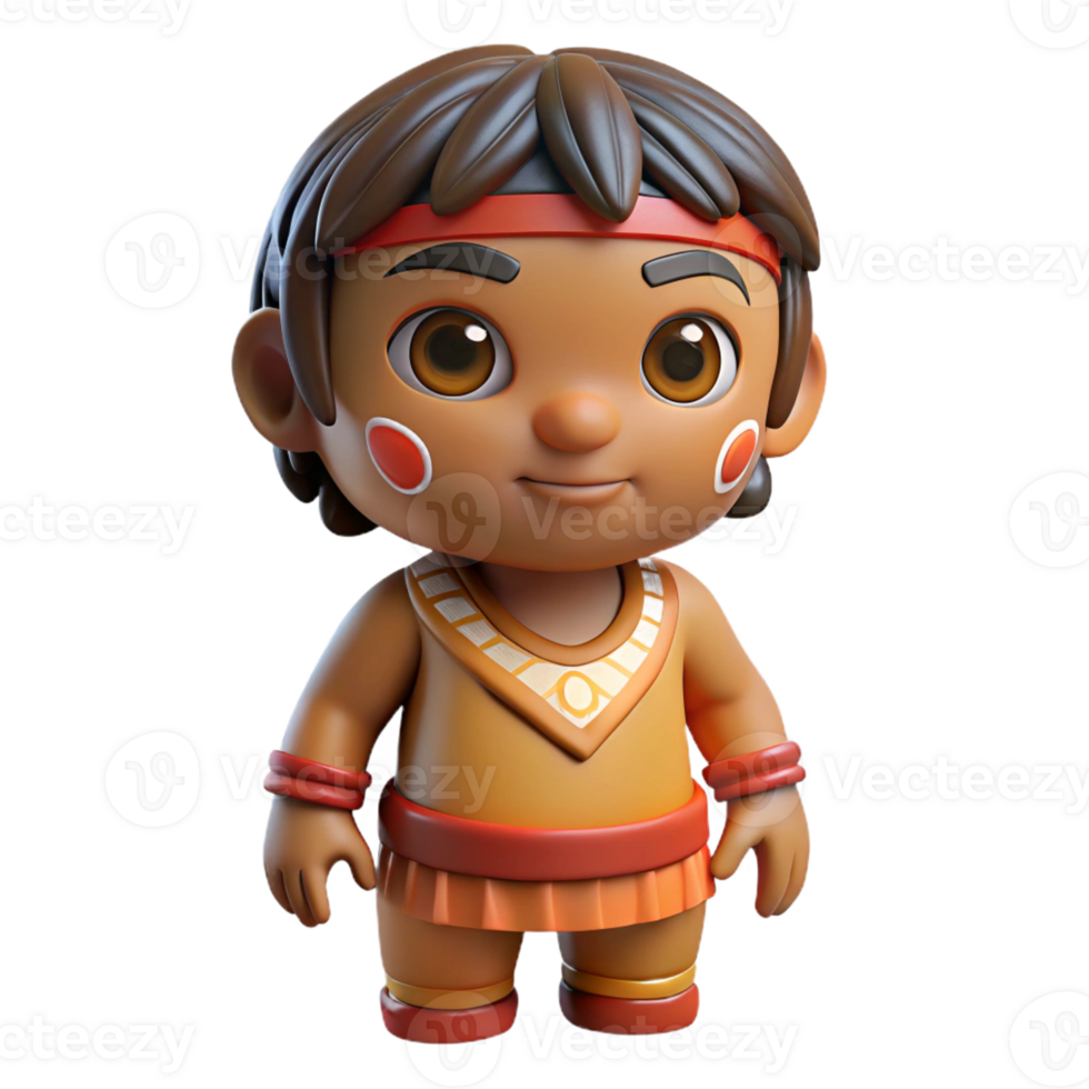 energetic majestic Photorealistic, ultra-detailed isolated cutout of a tribal child's clay doll with painted markings with Transparent Background masterfully captured png