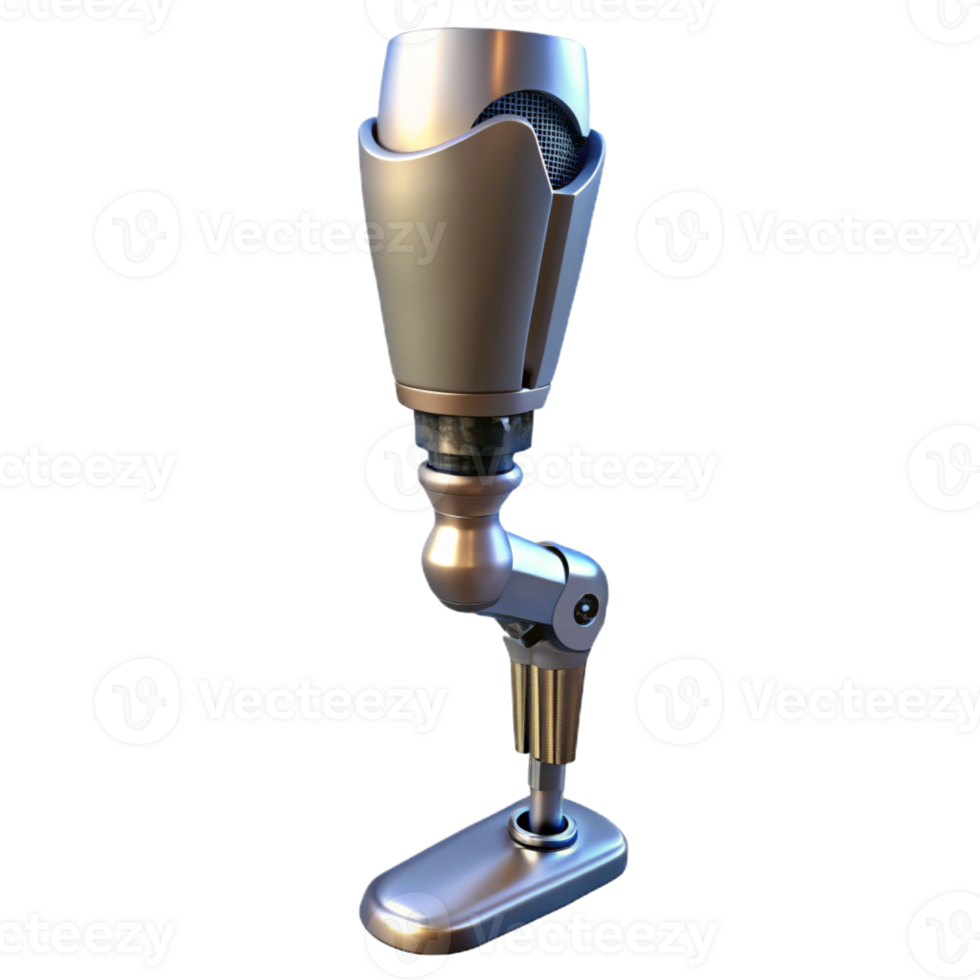 radiant inspired Advanced prosthetic leg, metallic structure, hydraulic actuators with Transparent Background png