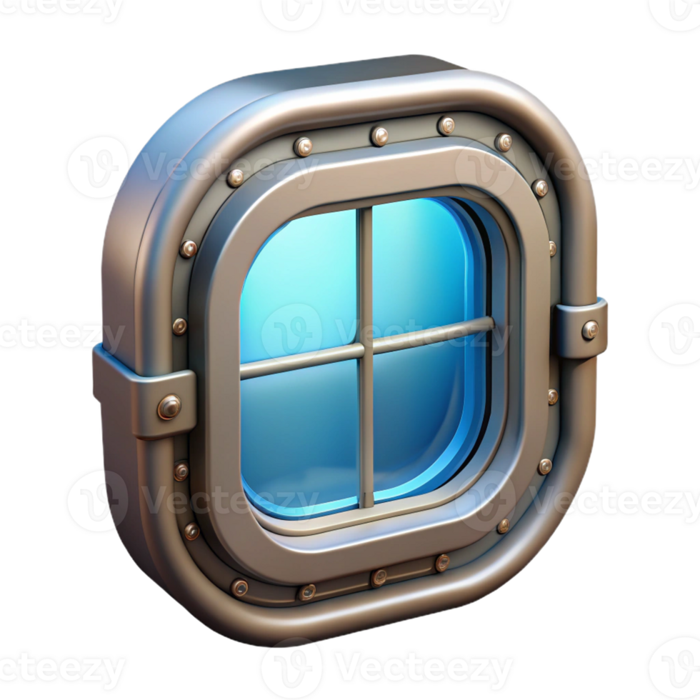 glorious peaceful mid-century Spaceship window with reinforced glass and view port with Transparent Background authentic png