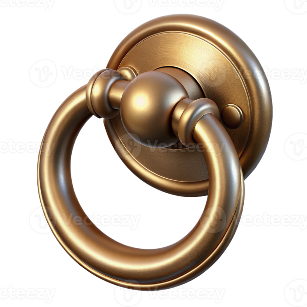 impressive remarkable Photorealistic, ultra-detailed, isolated cutout of a single, antique, brass door knocker with Transparent Background png