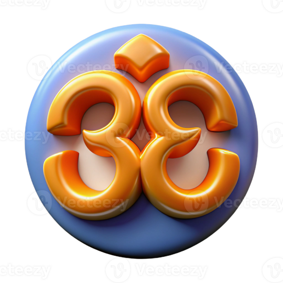 joyful serene Om symbol, Hindu spiritual icon, with Transparent Background precision png