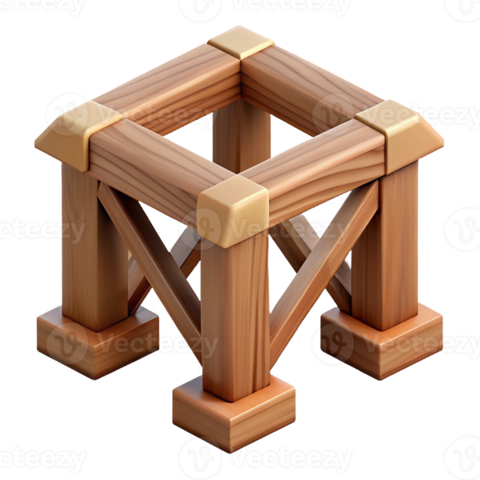 gorgeous sought-after Hyper-specific professional render of a single, Tudor style, oak timber frame joint Isolated cutout with Transparent Background png