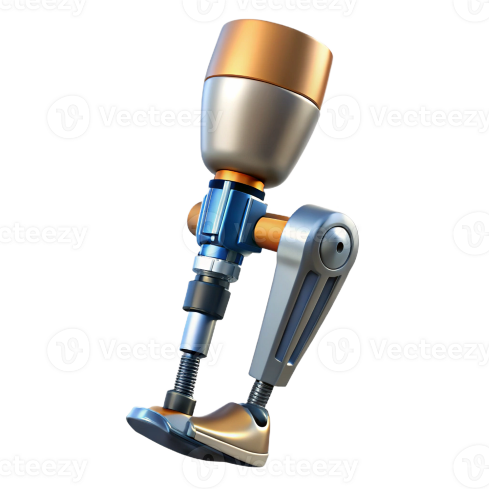 mysterious stunning Cybernetic prosthetic leg with articulated joints and hydraulics with Transparent Background artisan png