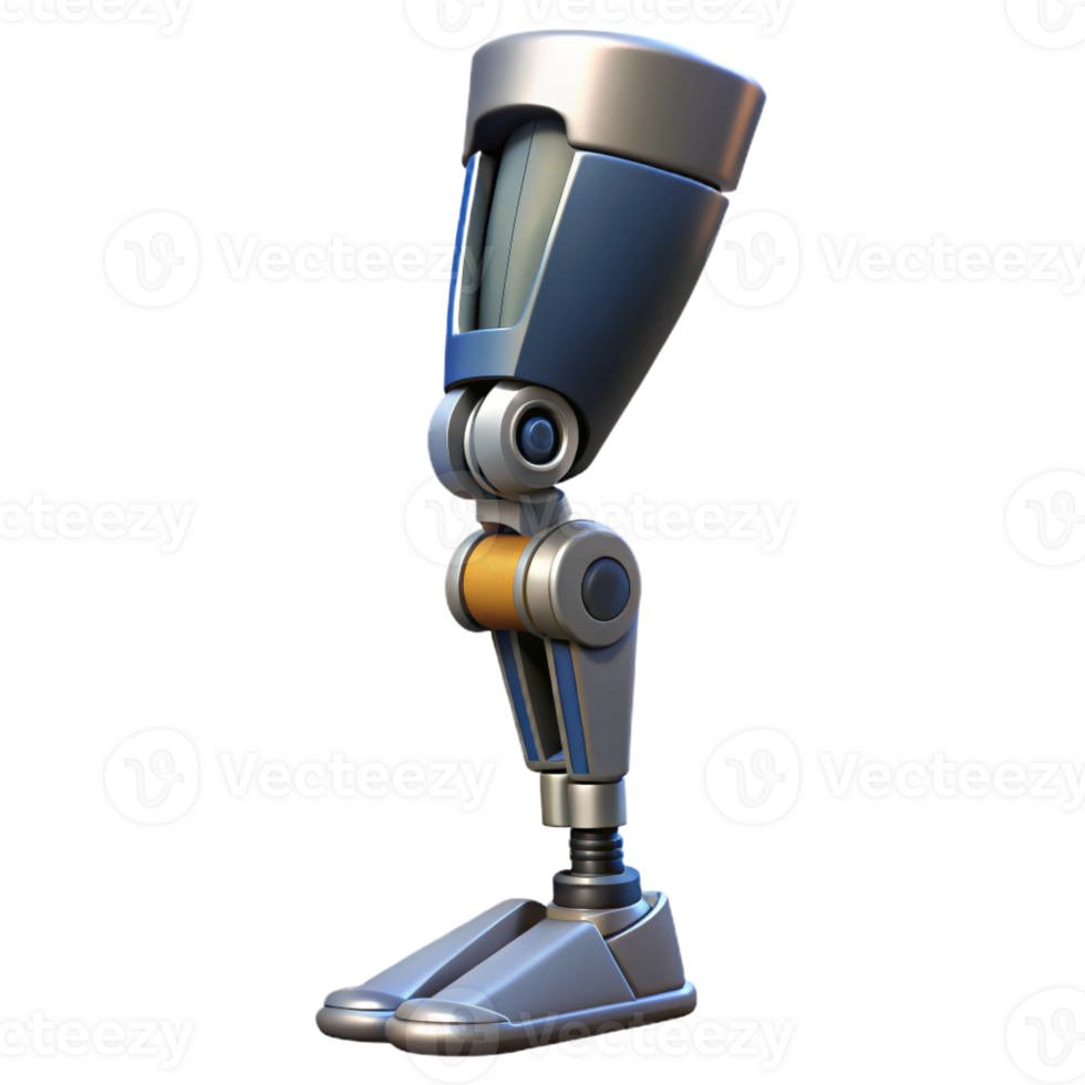 fascinating renaissance Cybernetic prosthetic leg with articulated joints and hydraulics with Transparent Background flawless png