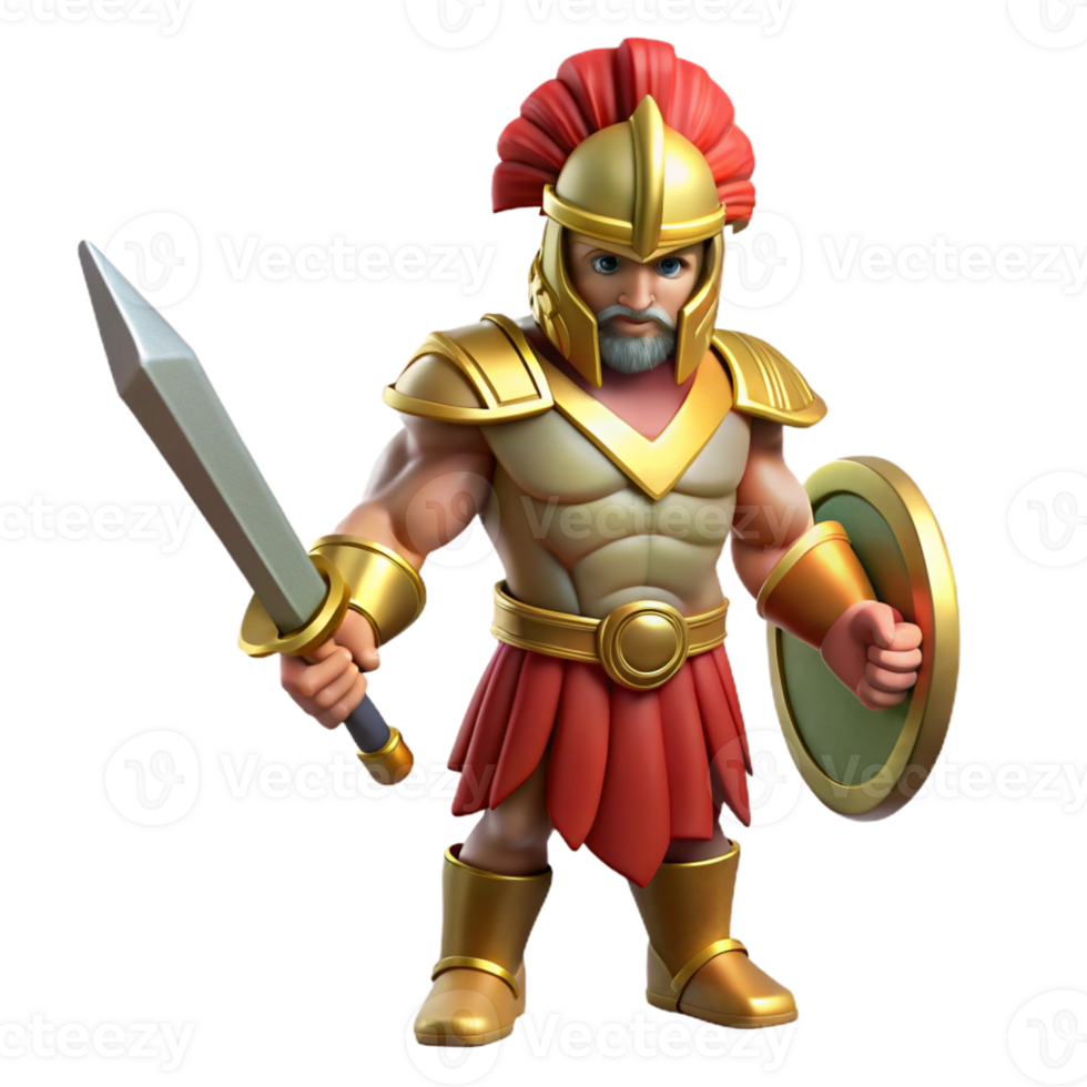 mesmerizing nostalgic elegant Ares, God of War, holding sword, with Transparent Background 8K png