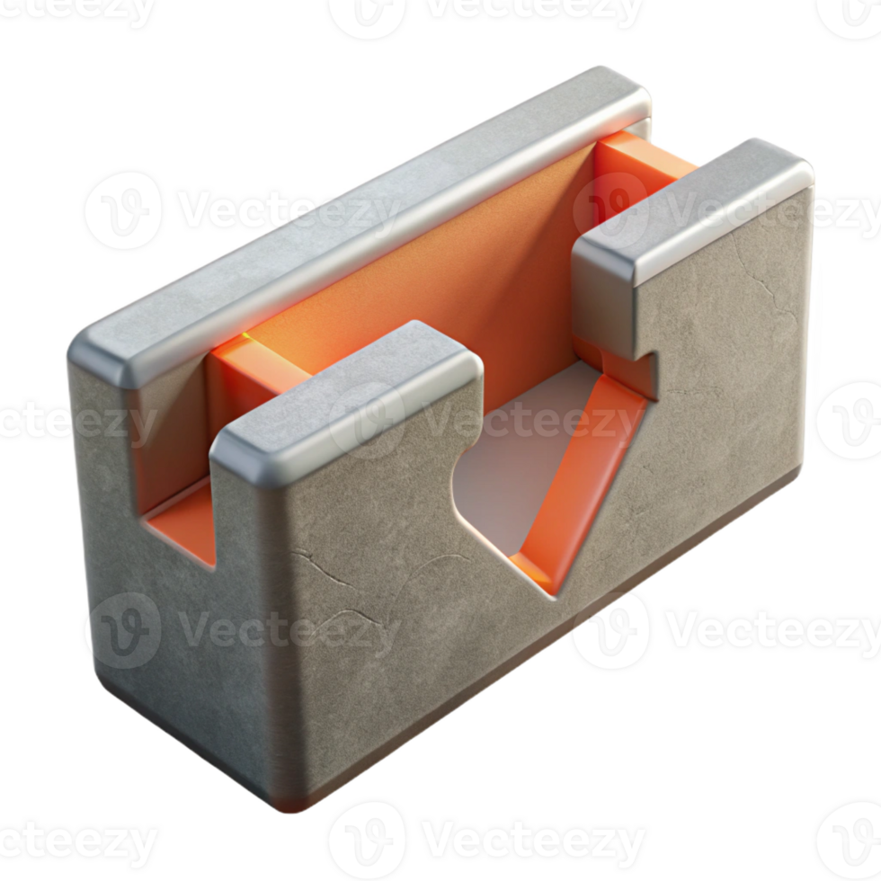 hypnotic art deco Concept art style, isolated cutout of a single, self-healing, concrete wall section with Transparent Background genuine png