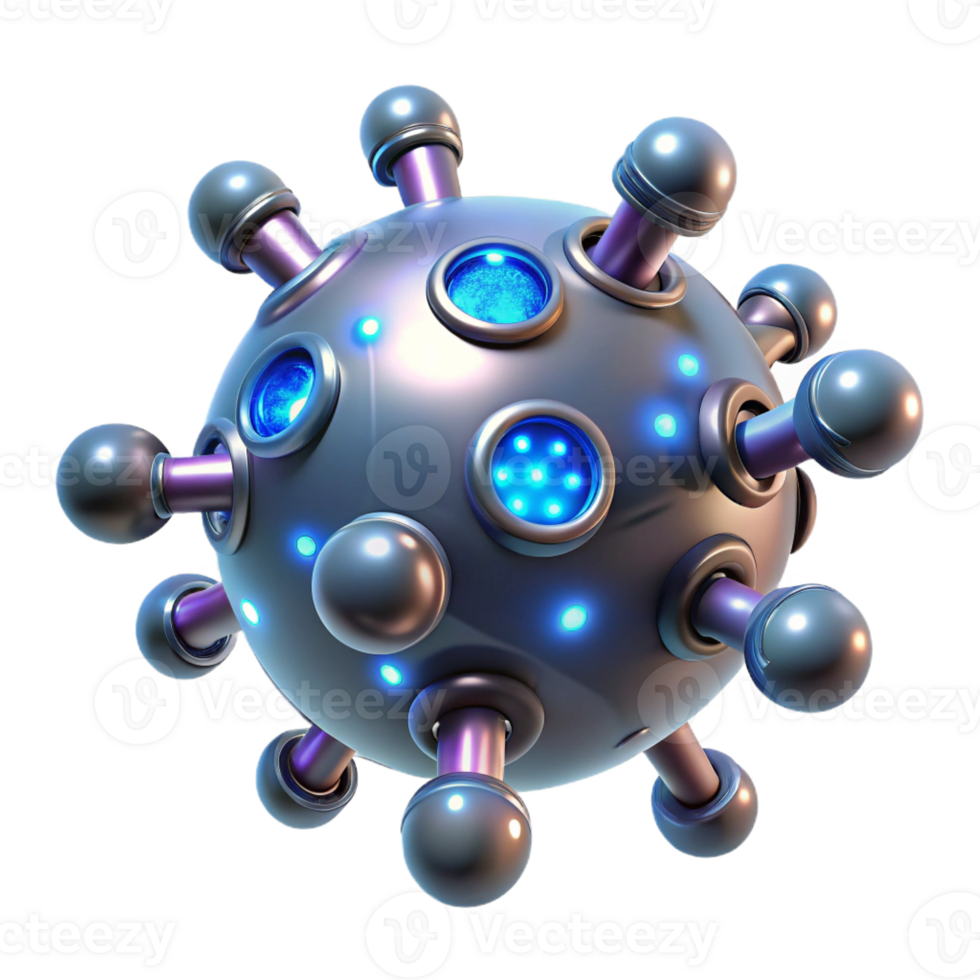 iconic mid-century Medical nanobot swarm with glowing particles and microscopic detail with Transparent Background precision png