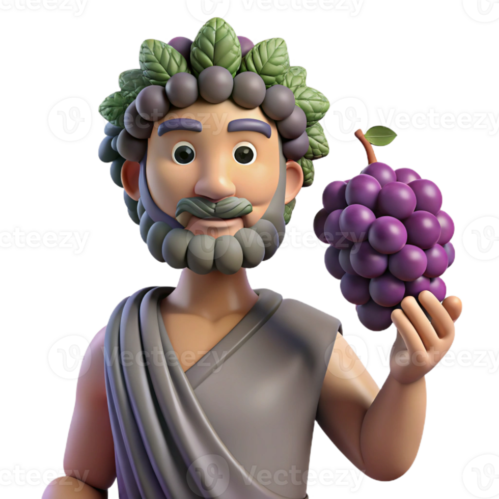 majestic baroque Dionysus, God of Wine, holding grapes, with Transparent Background gallery standard png