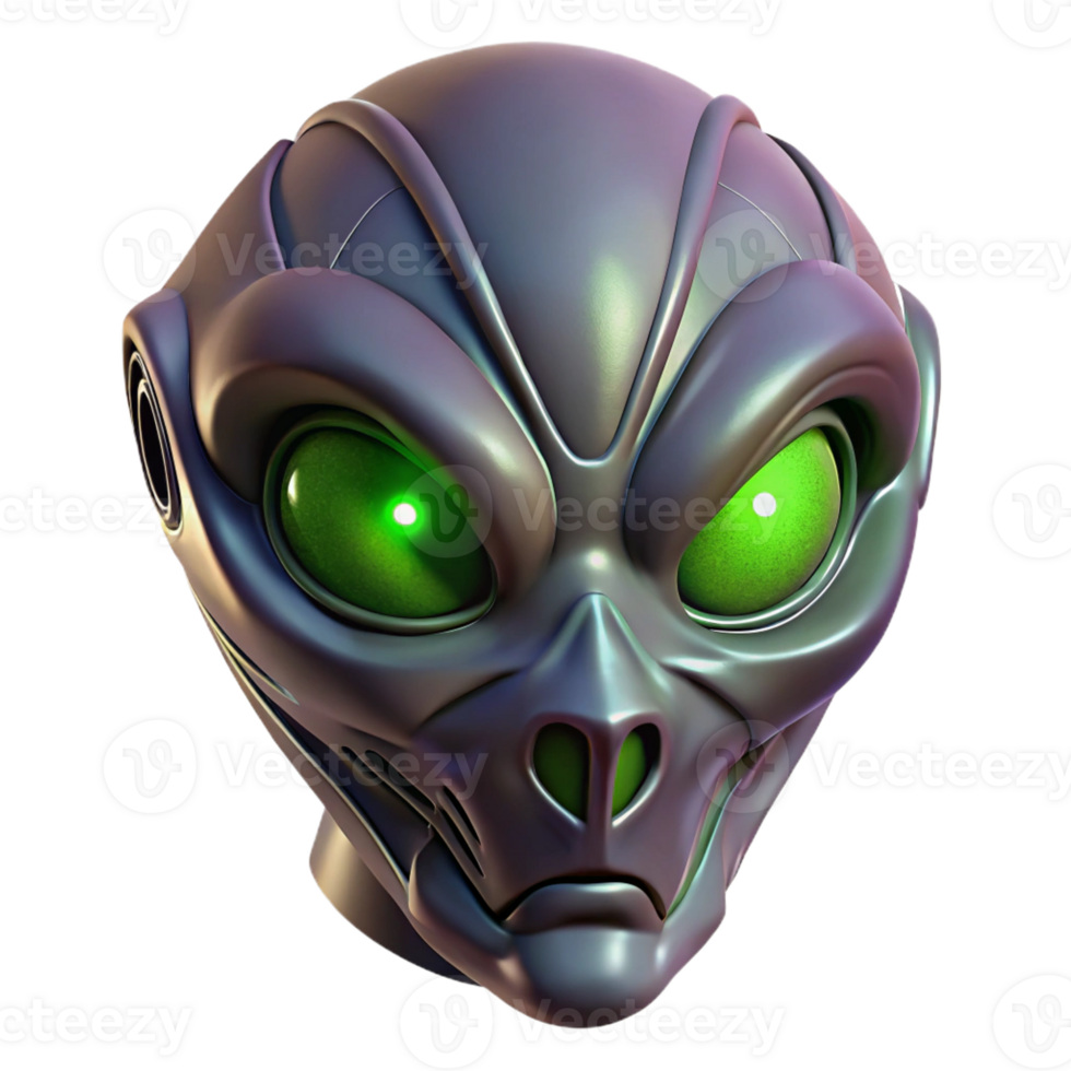 dynamic exquisite Alien mask with intricate carvings and glowing eyes with Transparent Background elite png