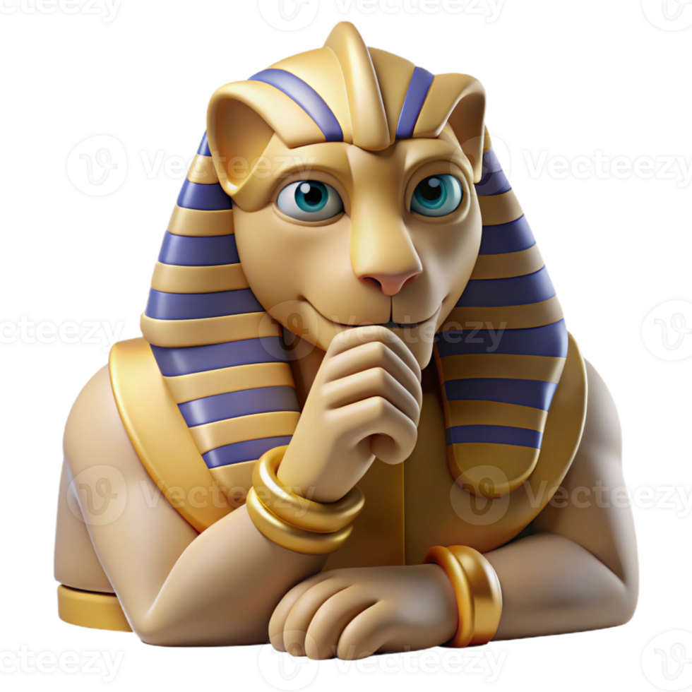 gorgeous nostalgic mid-century Sphinx, riddle-posing creature, with Transparent Background artisan png