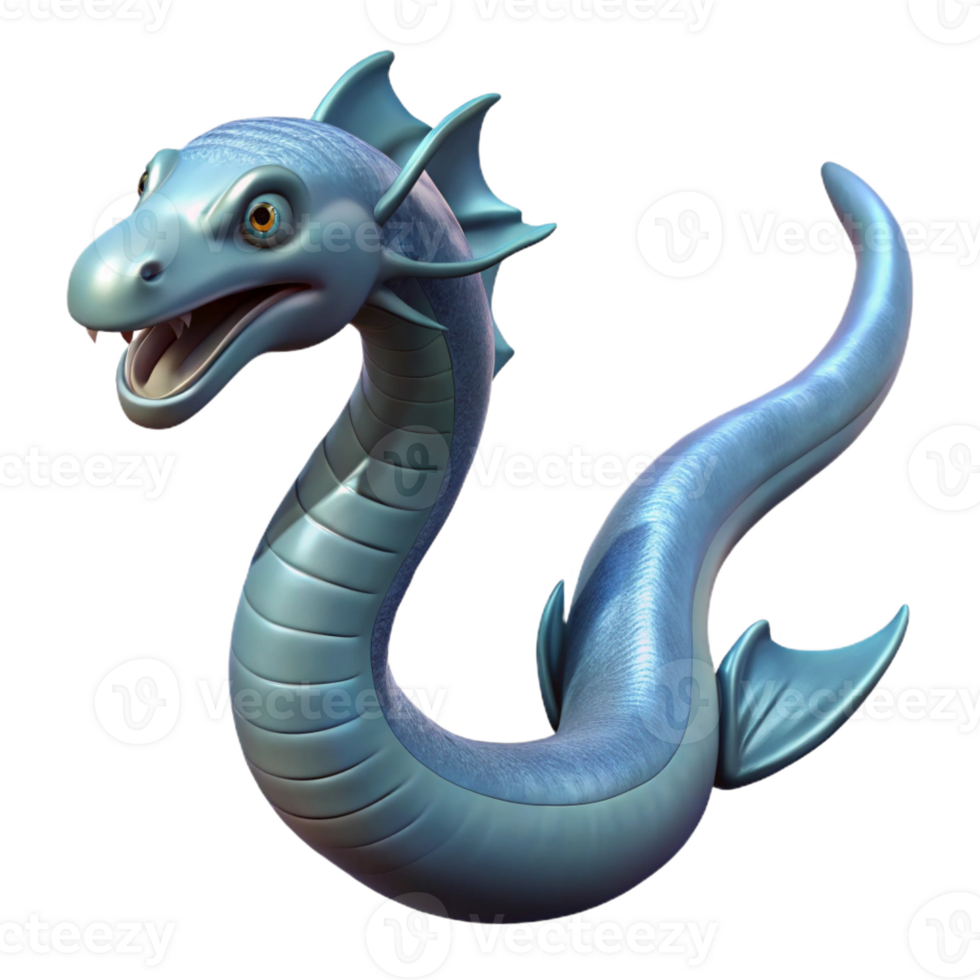rare rustic Leviathan, sea serpent, with Transparent Background studio quality png