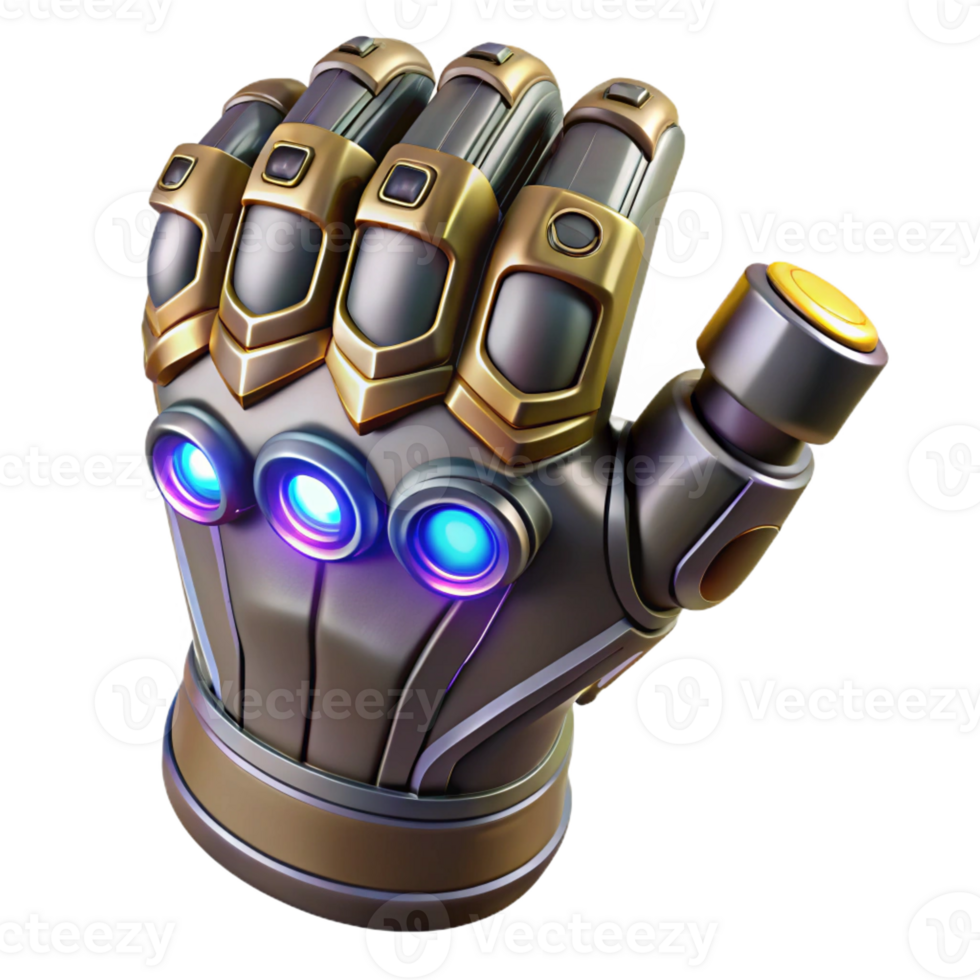inspired rustic Power armor gauntlet with glowing energy conduits and articulated fingers with Transparent Background masterfully captured png