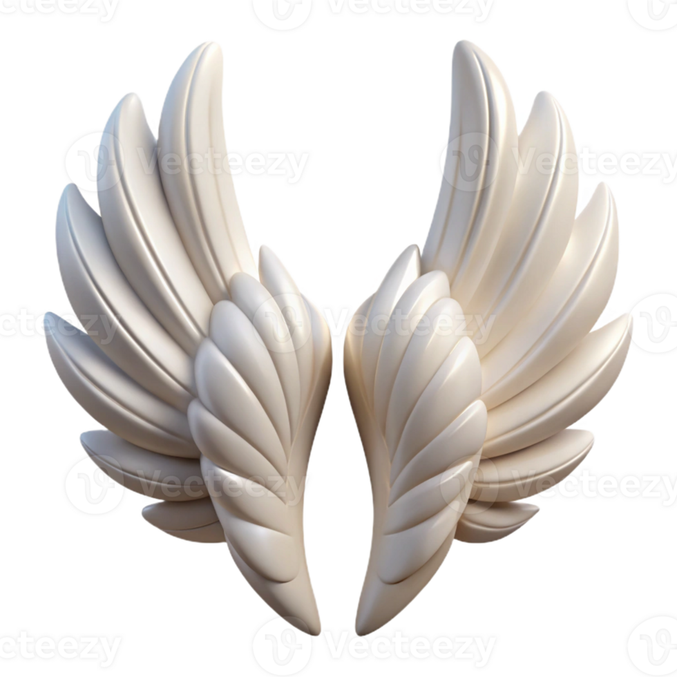 wonderful distinguished A pair of feathered wings, angelic, pristine white with Transparent Background png