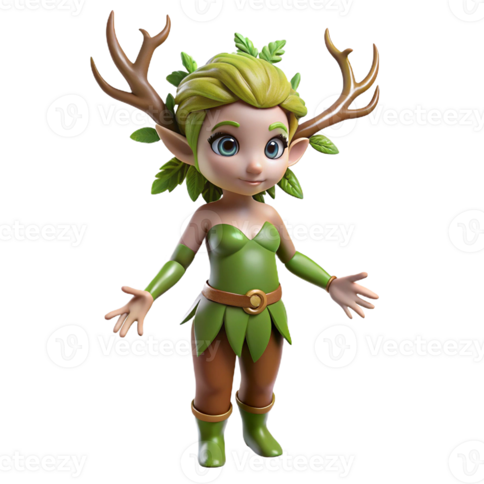 glorious reflective traditional Dryad, tree nymph, with Transparent Background authentic png