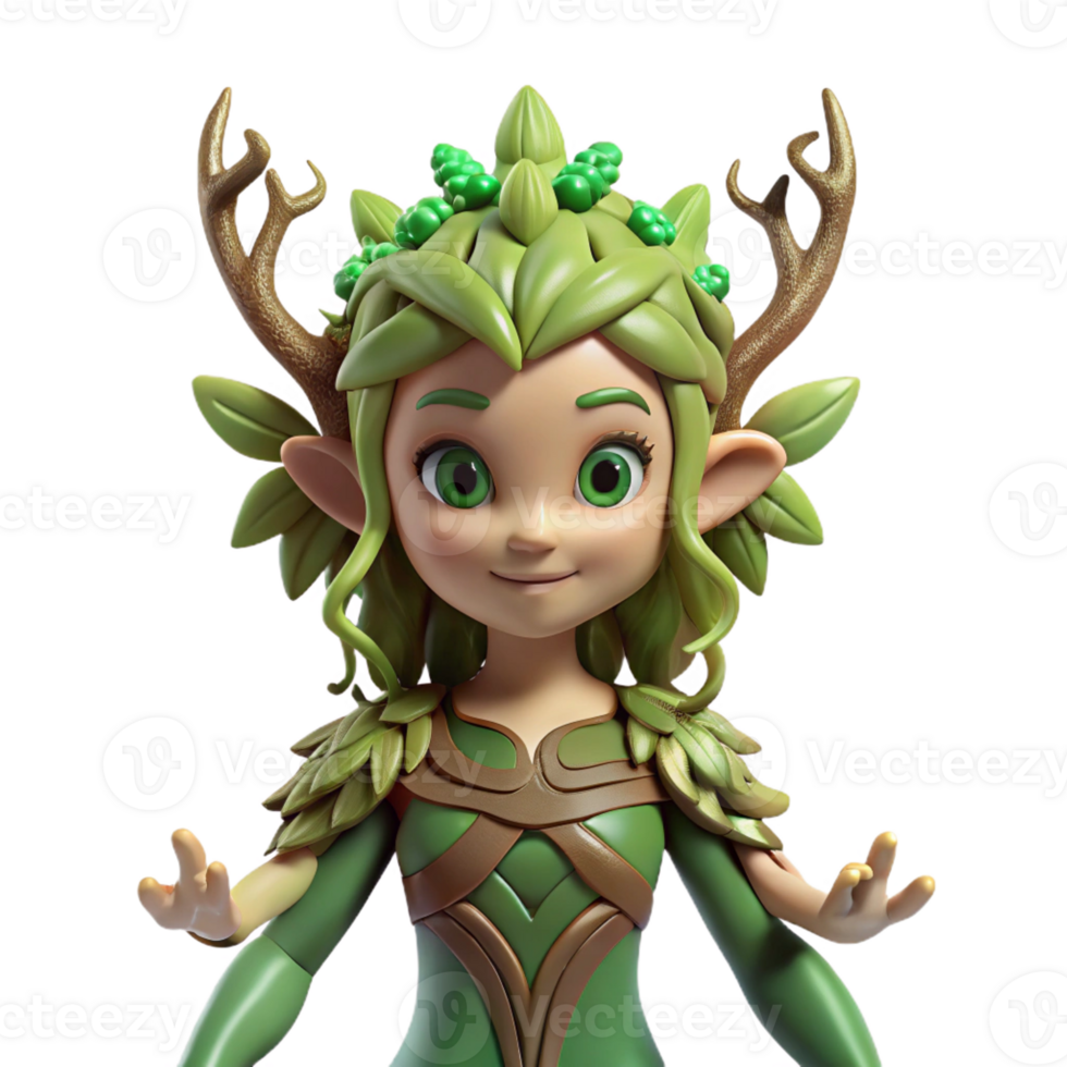 tranquil serene Dryad, tree nymph, with Transparent Background refined png