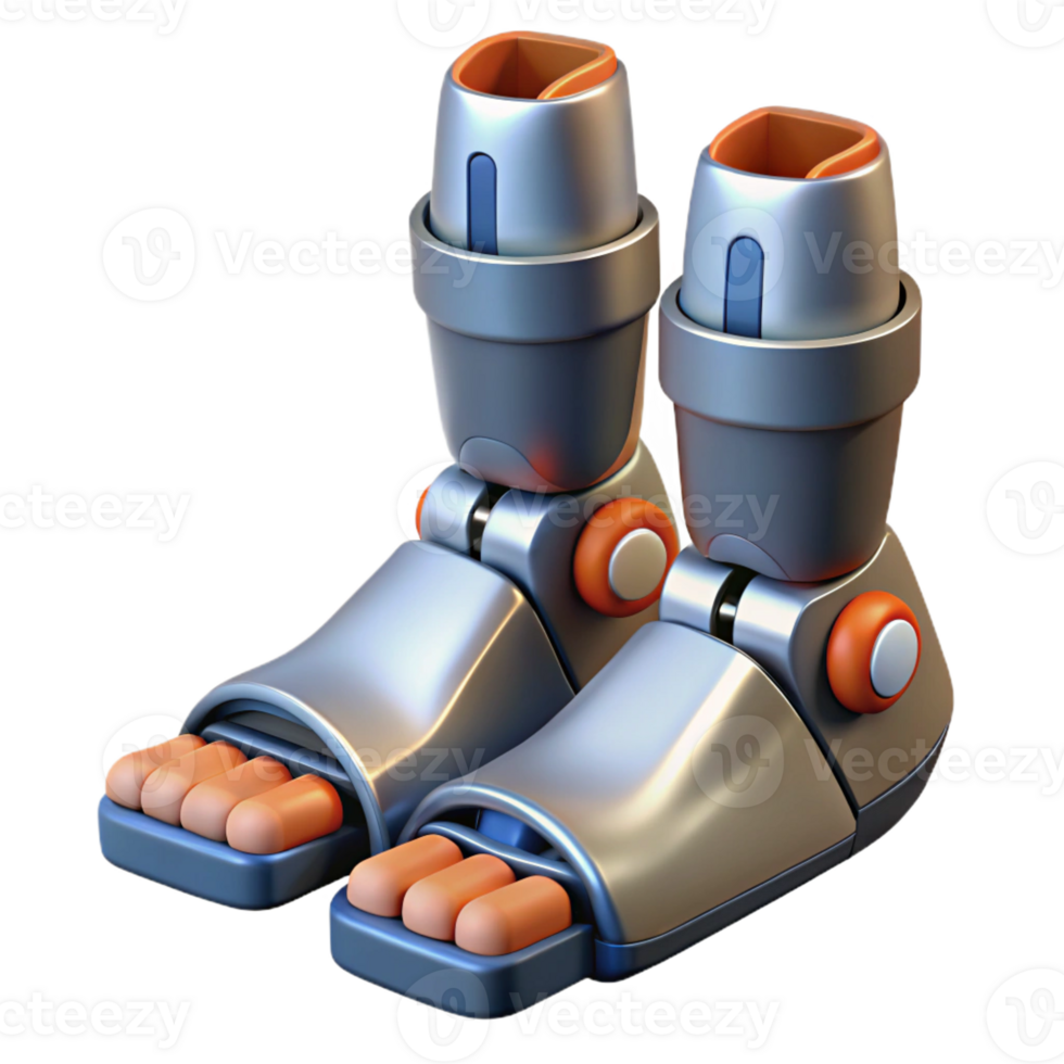 energetic stunning Robot foot with articulated toes and magnetic grip pads with Transparent Background impeccable png