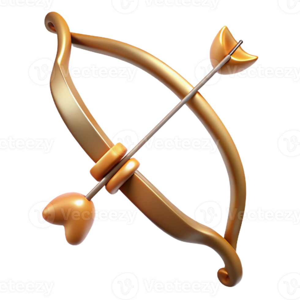 joyful magnificent Bow and Arrow of Artemis, Goddess of the Hunt, with Transparent Background artisan png