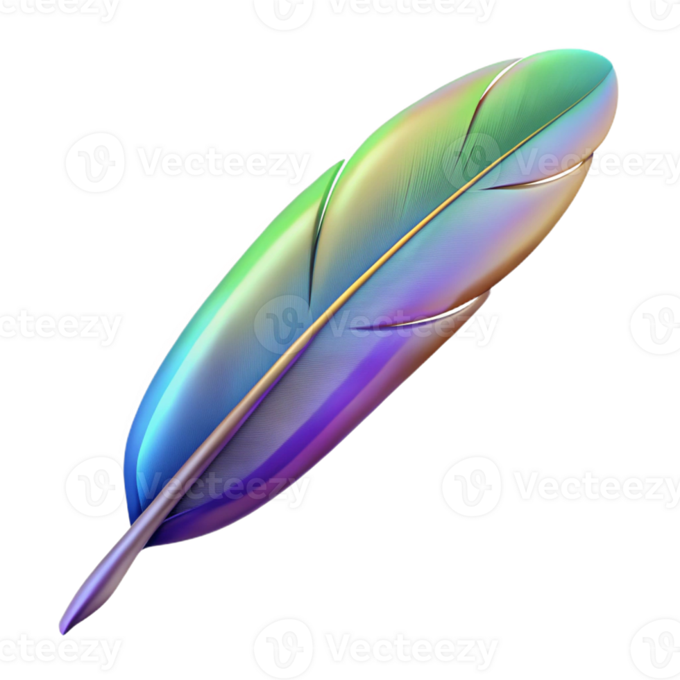 melancholic majestic Hyper-specific, concept art style, isolated cutout of a single, delicate hummingbird feather exhibiting iridescent colours with Transparent Background 4K png