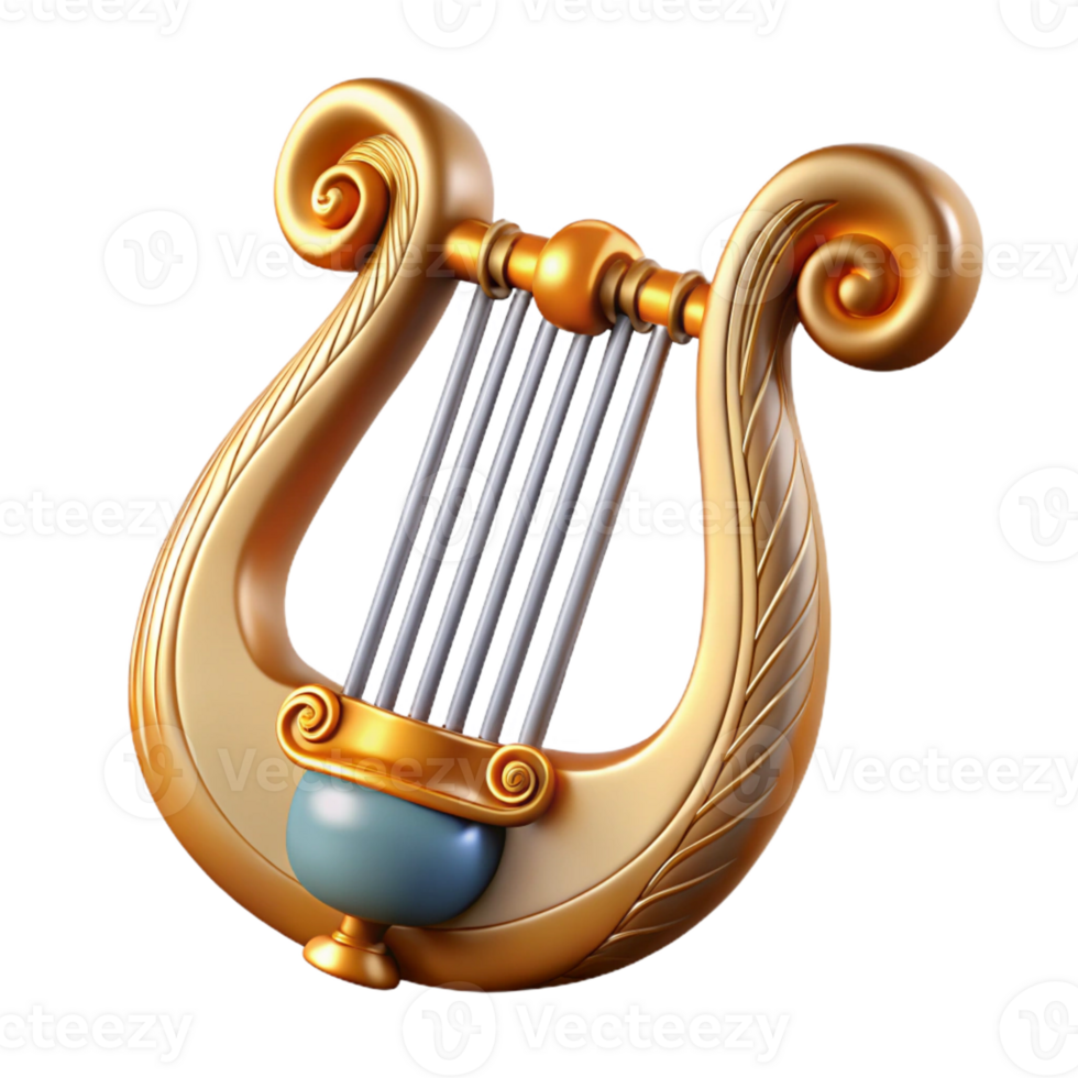 picturesque calm gothic Lyre of Apollo, God of Music, with Transparent Background 4K png