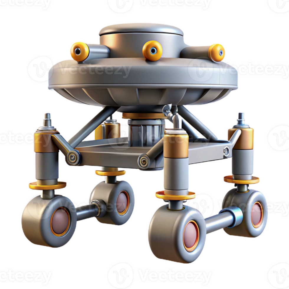 captivating melancholic vintage Spaceship landing gear with hydraulics and locking mechanism with Transparent Background flawless png