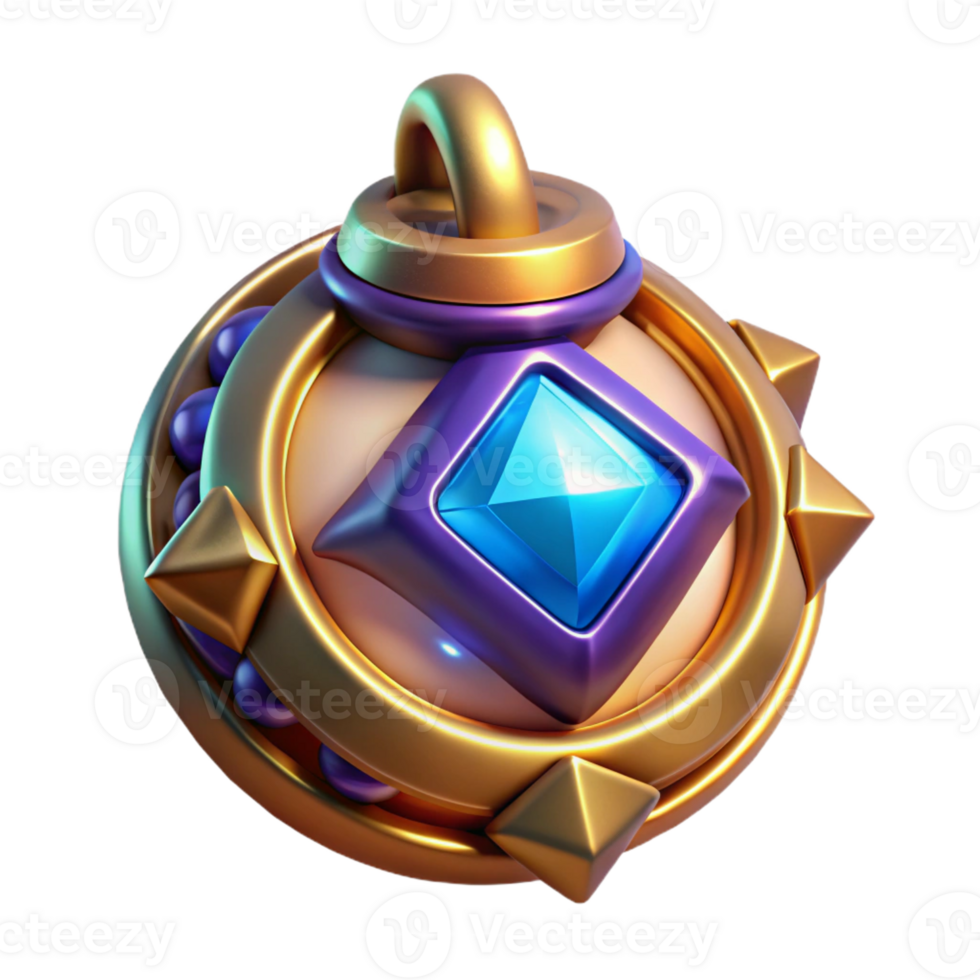 whimsical serene Amulet of Power, glowing magical artifact, with Transparent Background high resolution png