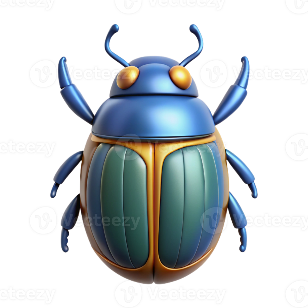 exceptional art deco Scarab beetle, Egyptian symbol of rebirth, with Transparent Background genuine png