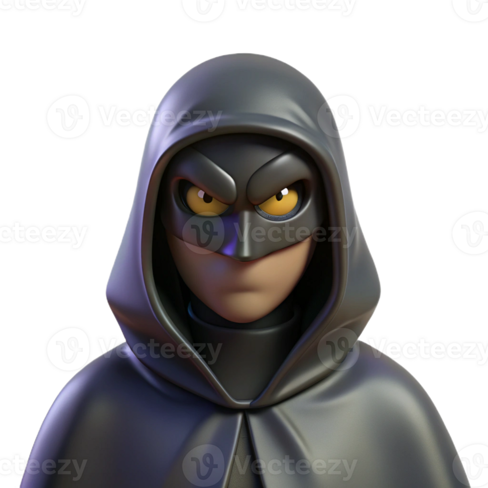 unforgettable geometric A mysterious masked figure, cloaked in black with Transparent Background 8K png