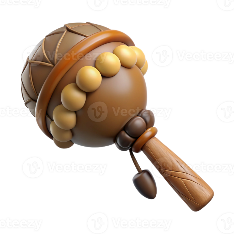 inspired bohemian Hyper-specific, professional render of a tribal shaman's ceremonial rattle made of dried gourd and pebbles with Transparent Background sharp png