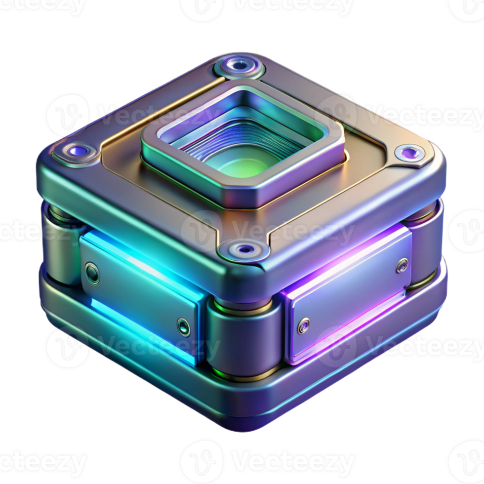 melancholic beautiful Hyper-specific, professional render of a futuristic, advanced data storage device with holographic interface with Transparent Background perfect clarity png