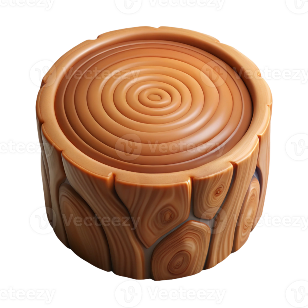immaculate traditional Photorealistic, ultra-detailed, professional render of a single, cross-section of a tree trunk showcasing growth rings Isolated cutout with Transparent Background artisan png