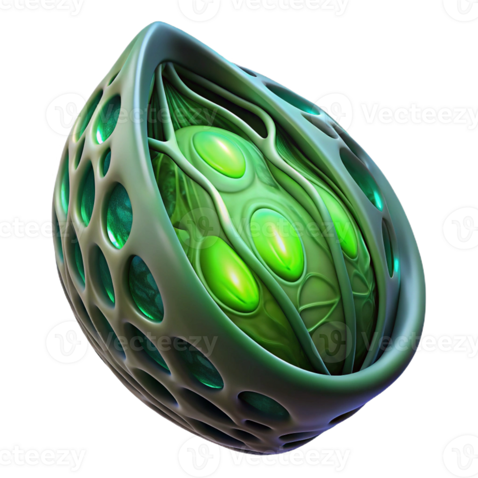 immaculate surreal Alien seed pod with glowing interior and intricate organic patterns with Transparent Background sharp png