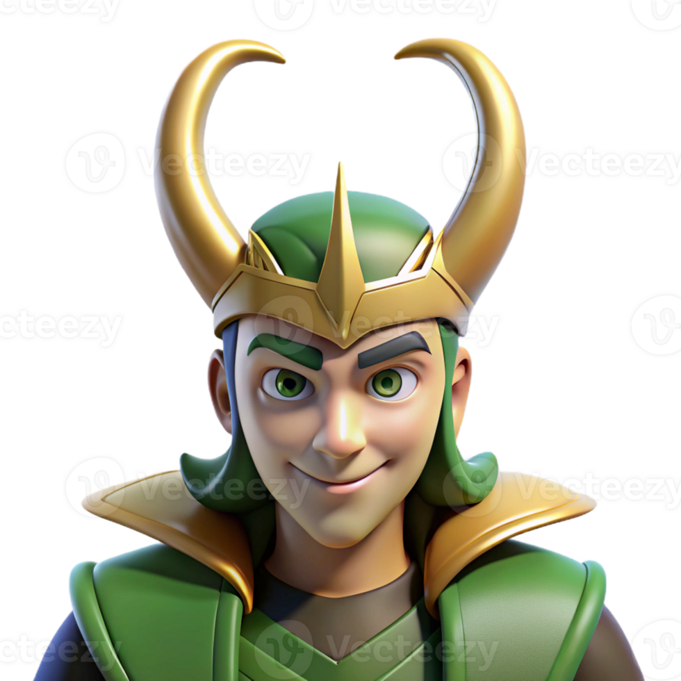 joyful immaculate Loki, Norse trickster god, with Transparent Background refined png