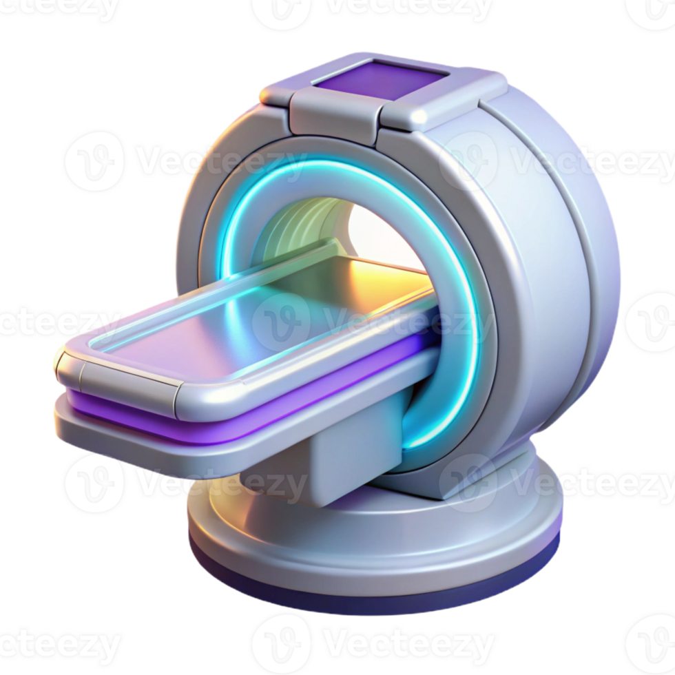 majestic energetic impressionist Hyper-specific, professional render of a futuristic, compact medical scanner with holographic interface with Transparent Background sharp png