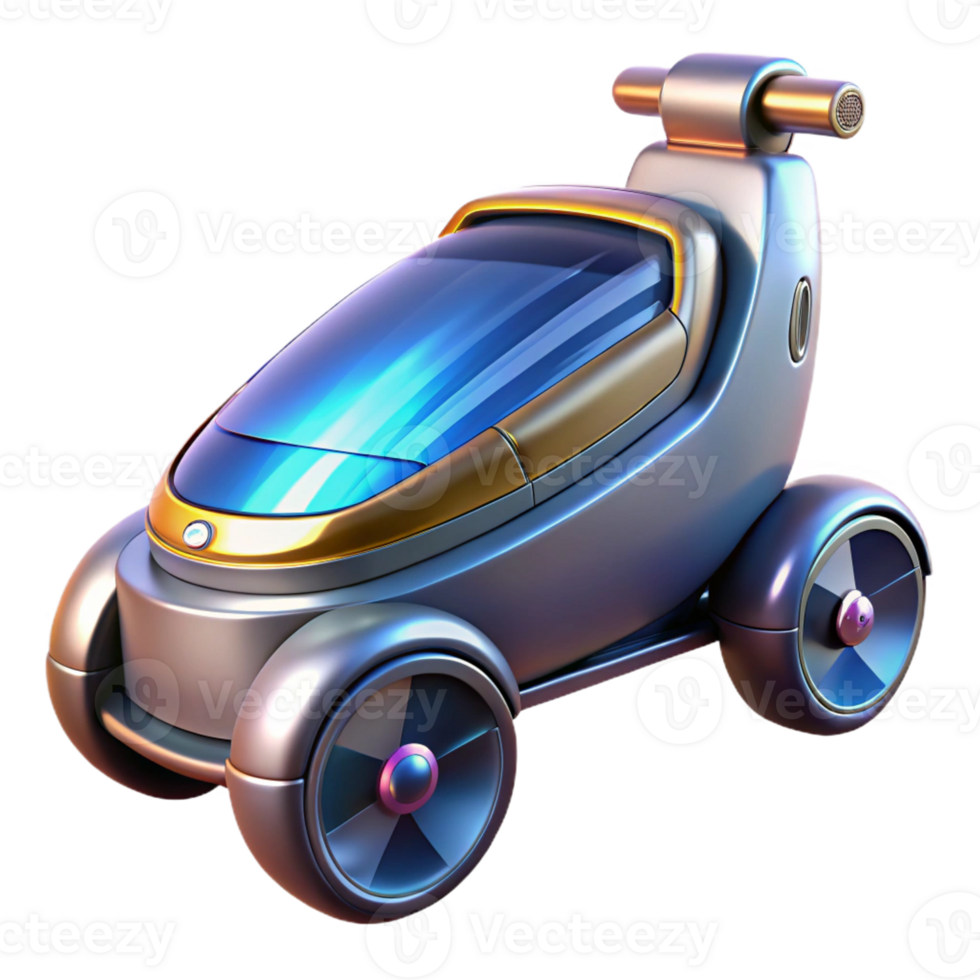 intense immaculate Hyper-specific, professional render of a futuristic, sleek personal transporter with anti-gravity technology with Transparent Background 4K png