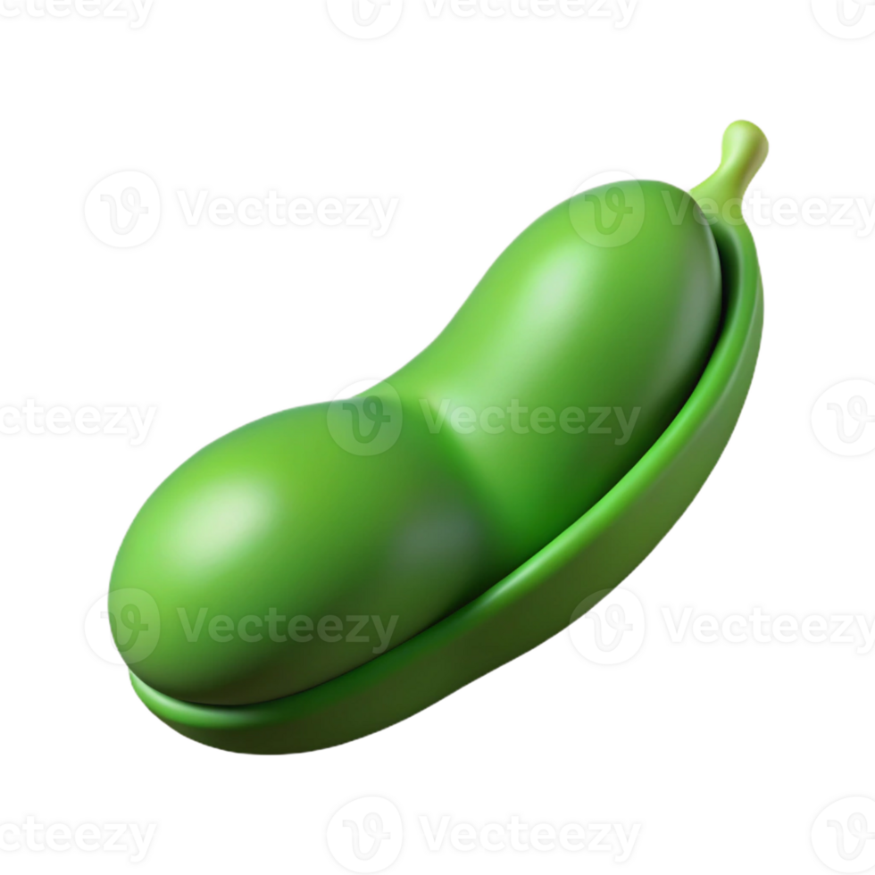 gorgeous unparalleled Hyper-specific, isolated cutout, photorealistic depiction of a single, green bean with visible fibrous texture with Transparent Background png