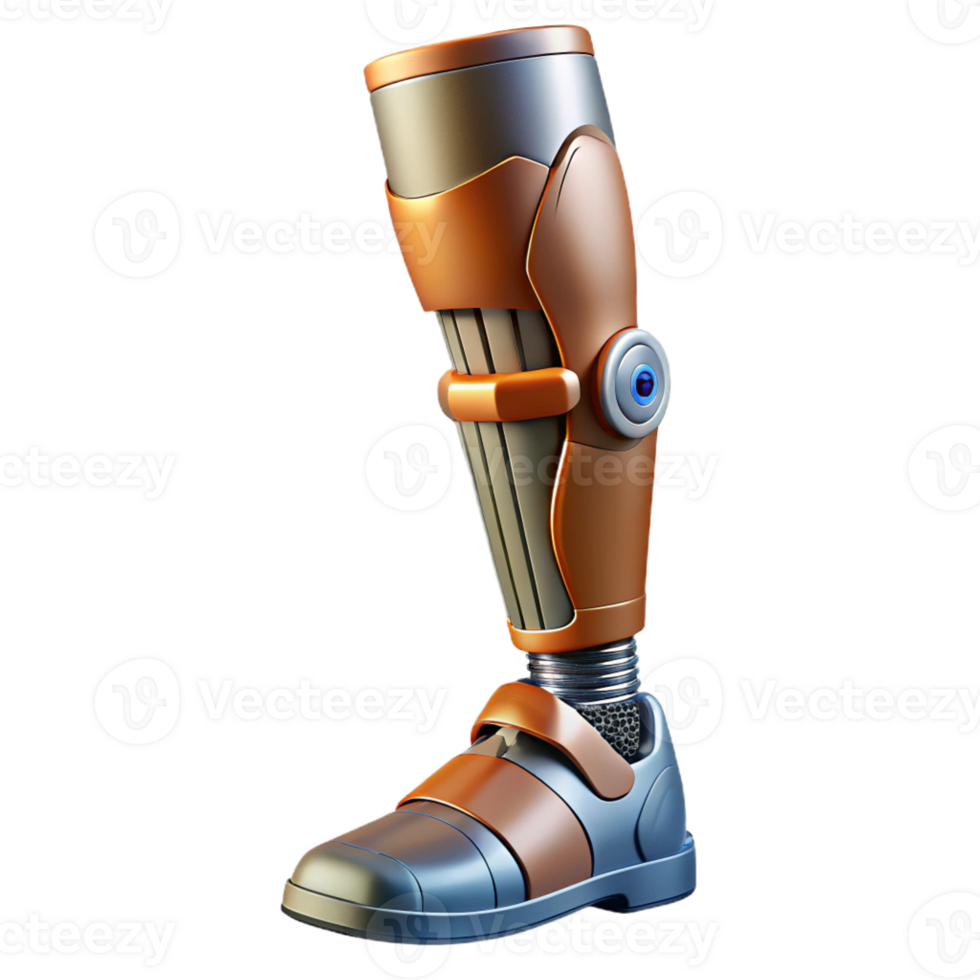 ethereal wonderful Ultra-detailed, photorealistic isolated cutout of a single, advanced cybernetic leg prosthesis with realistic skin texture with Transparent Background masterfully captured png