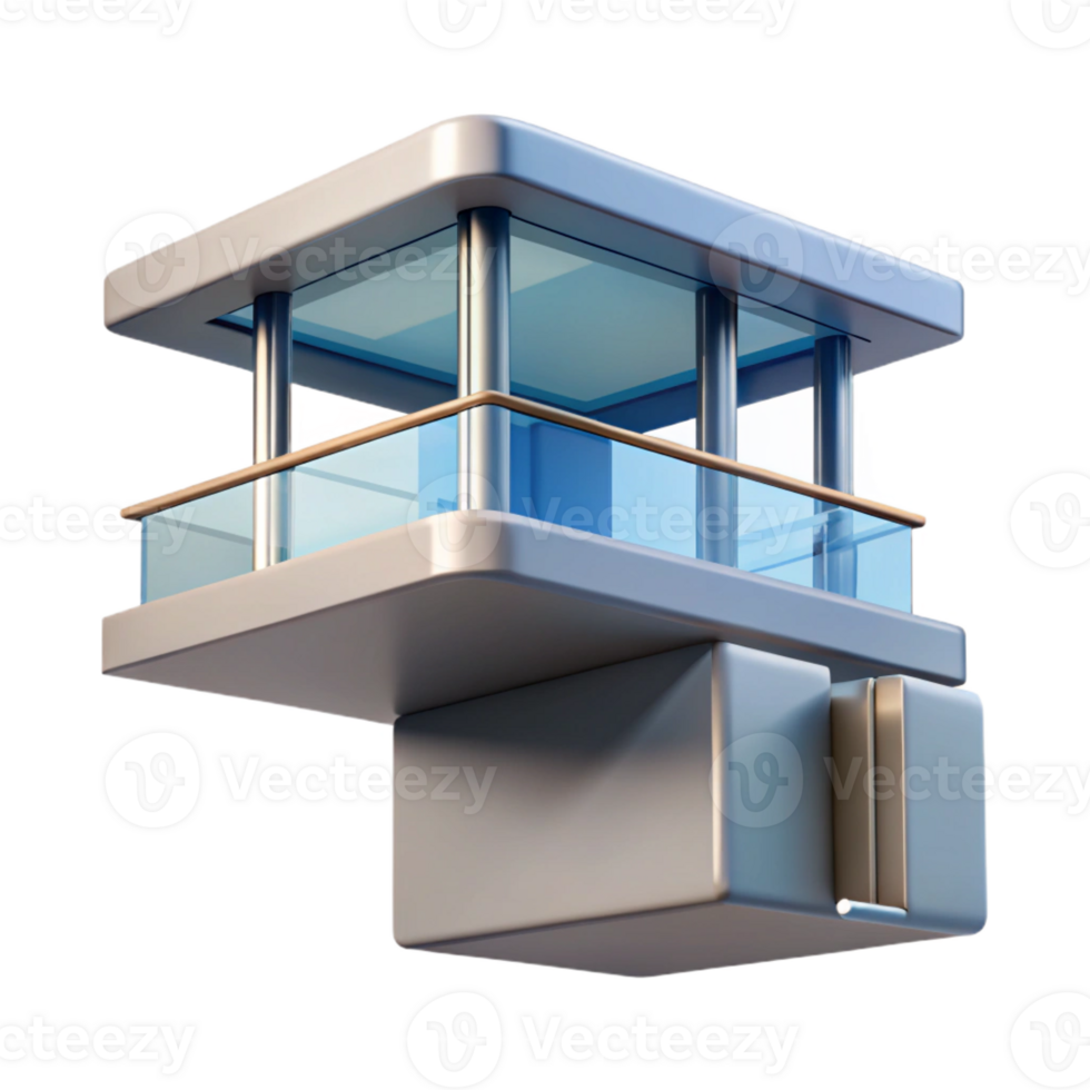 impressive dreamy creative Fallingwater cantilevered balcony, with Transparent Background high resolution png
