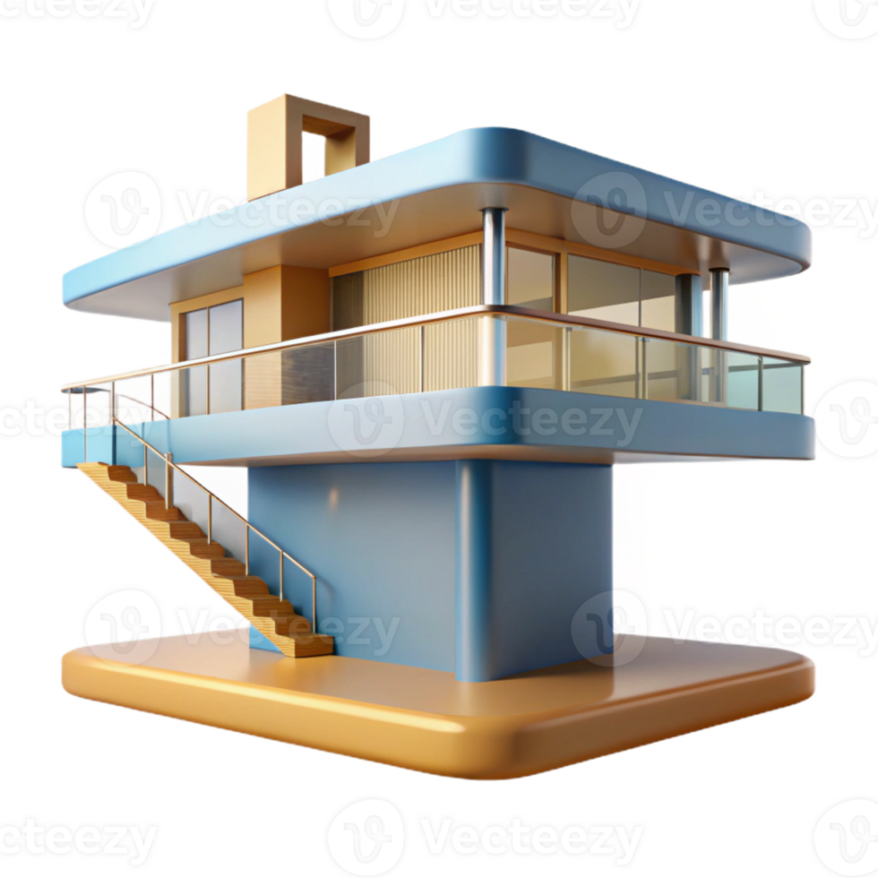 inspired bohemian Fallingwater cantilevered balcony, with Transparent Background precision png