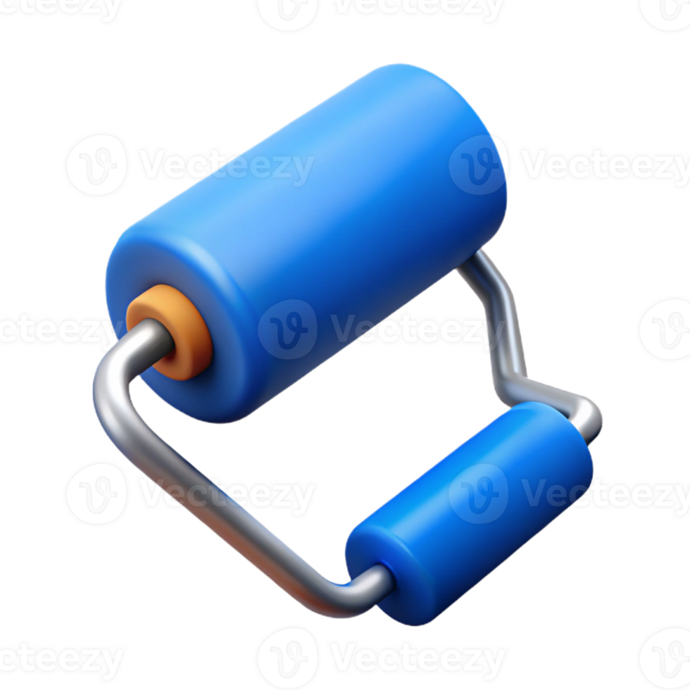 standout elegant Paint roller with blue paint with Transparent Background masterfully captured png